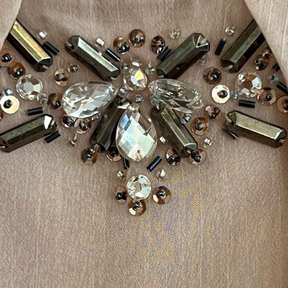 J.R. Nites by Carol Lin Y2K Embellished Top Size 12 Pink Flutter Sleeve Coquette - Picture 4 of 8